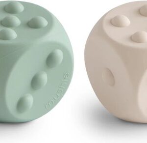 MUSHIE - DICE PRESS TOY (2) - Cambridge Blue/Shifting Sands